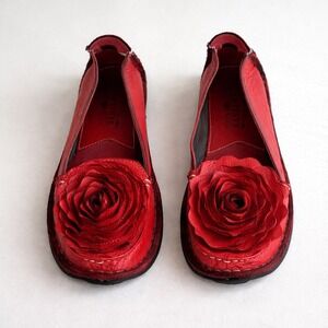 L'artiste Spring Step Dezi Red Slip On Leather Shoes Flower 37 6.5 Cottagecore